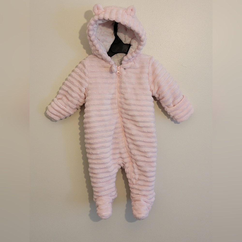 Baby Girl Pink Plush Thick Puff Snowsuit